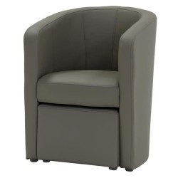 NUNO Fauteuil cabriolet + pouf en simili taupe - L 59 x P 63 x H 77 cm