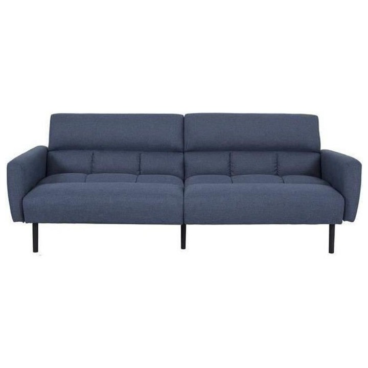 PRISCA Canapé convertible clic-clac 3 places - Tissu bleu - L 209 x P