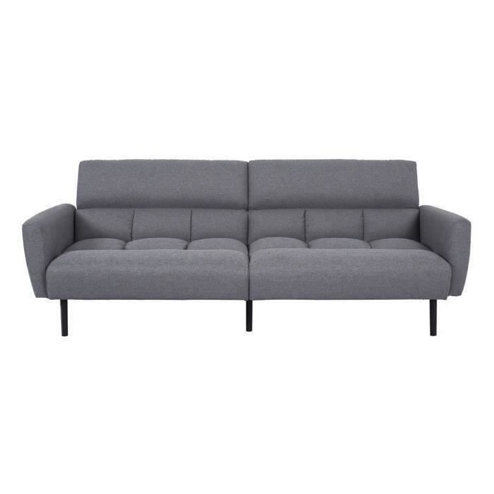 Canapé convertible clic-clac 3 places PRISCA -Tissu - Gris - L 209 x