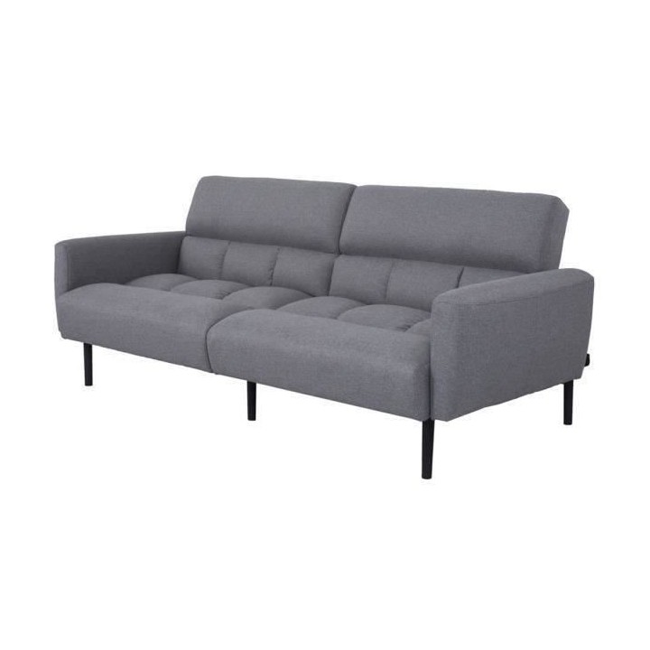 Canapé convertible clic-clac 3 places PRISCA -Tissu - Gris - L 209 x