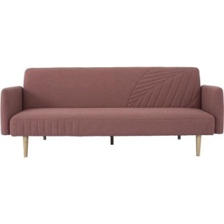 Banquette convertible 2 places en bois - Tissu Rose - L 202 x P 97 x H