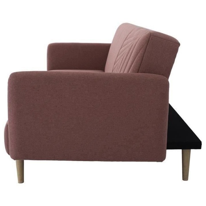 Banquette convertible 2 places en bois - Tissu Rose - L 202 x P 97 x H