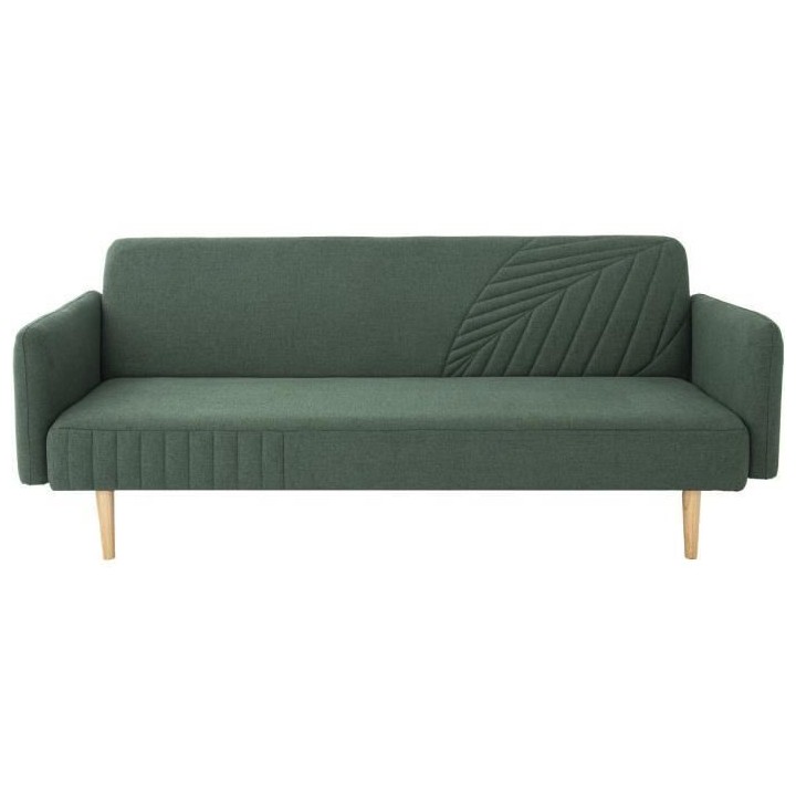 Banquette convertible 2 places en bois - Tissu Kaki - L 202 x P 97 x H