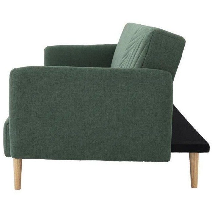 Banquette convertible 2 places en bois - Tissu Kaki - L 202 x P 97 x H