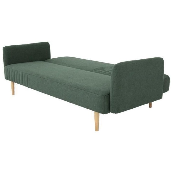 Banquette convertible 2 places en bois - Tissu Kaki - L 202 x P 97 x H