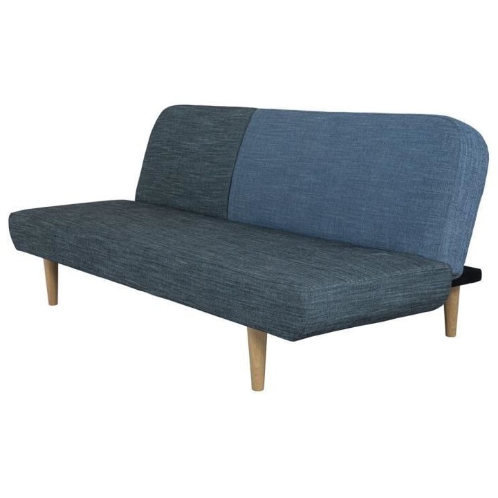 TILDA Banquette convertible clic-clac 3 places déco - Velours bleu fo