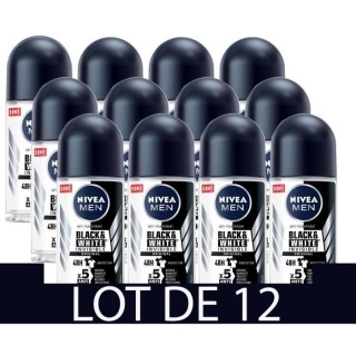 NIVEA FOR MEN Déodorant Bille Masculin Black & White - 50ml - Lot de