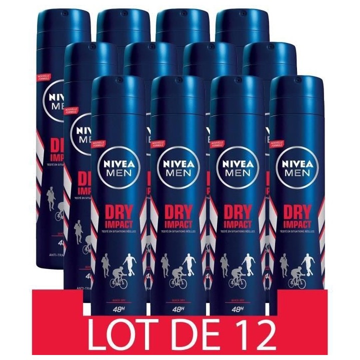 NIVEA FOR MEN Déodorant Atomiseur Masculin Dry Impact - 200ml - Lot d