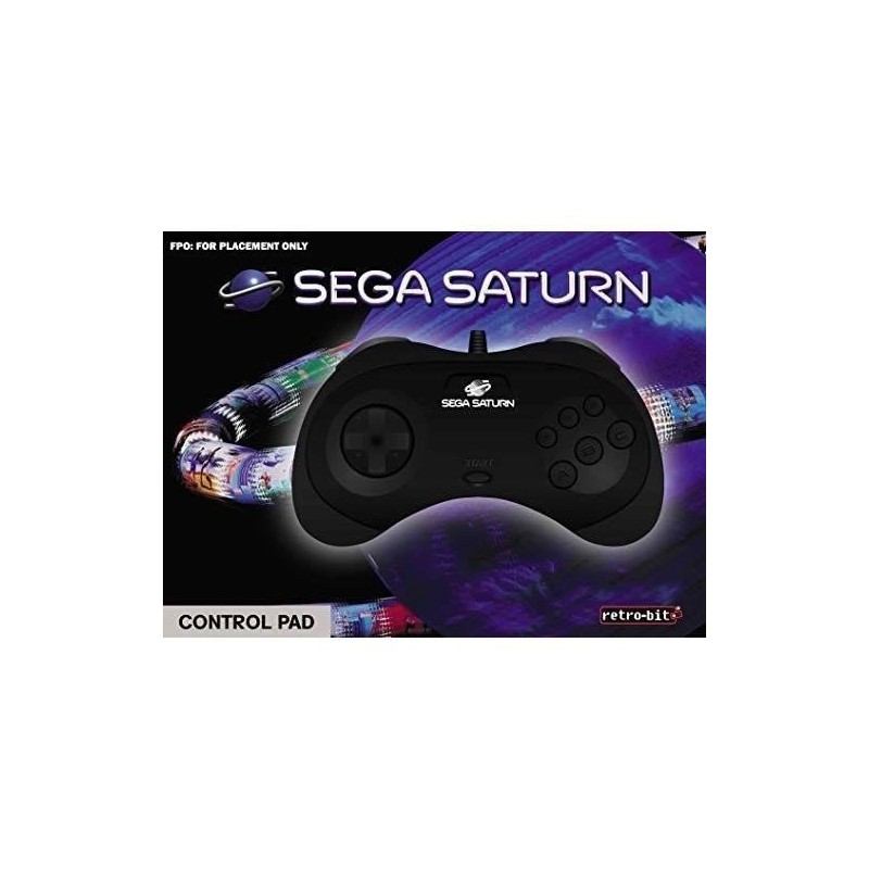 Manette filaire noire Retrobit SEGA Saturn Connexion d'origine