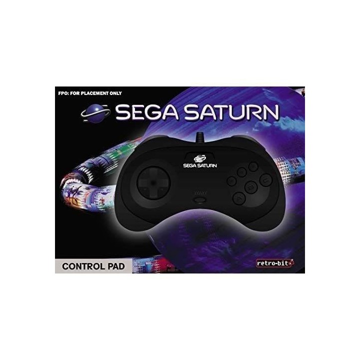 Manette filaire noire Retrobit SEGA Saturn Connexion d'origine