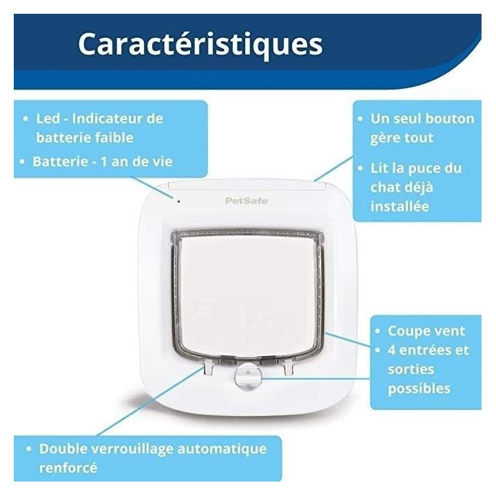 PetSafe - Chatiere a puce électronique, chatiere a piles, verrouillag