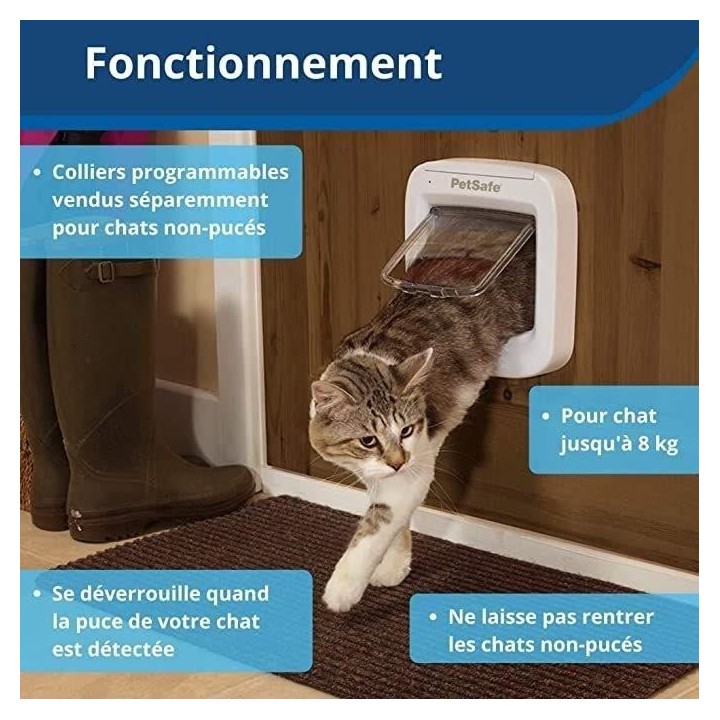 PetSafe - Chatiere a puce électronique, chatiere a piles, verrouillag