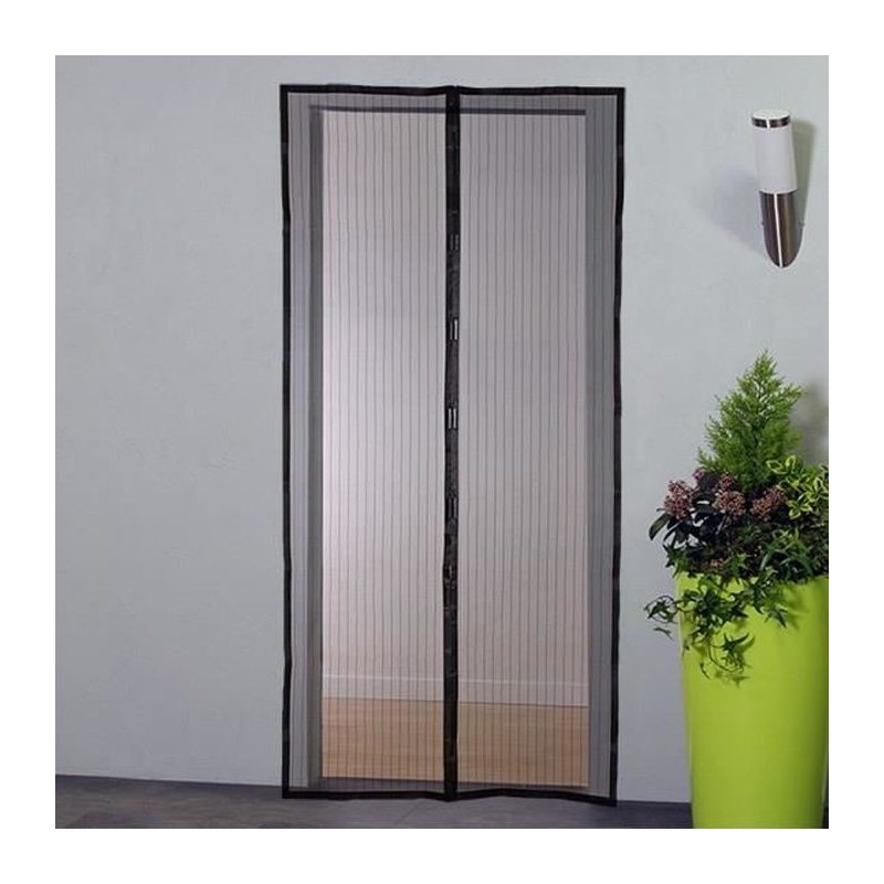 Moustiquaire rideau pour porte magnétique - H220 cm x L100 cm - Polyester noir