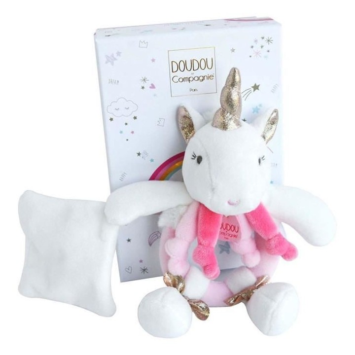 DOUDOU ET COMPAGNIE Lucie la licorne - Hochet Avec Doudou