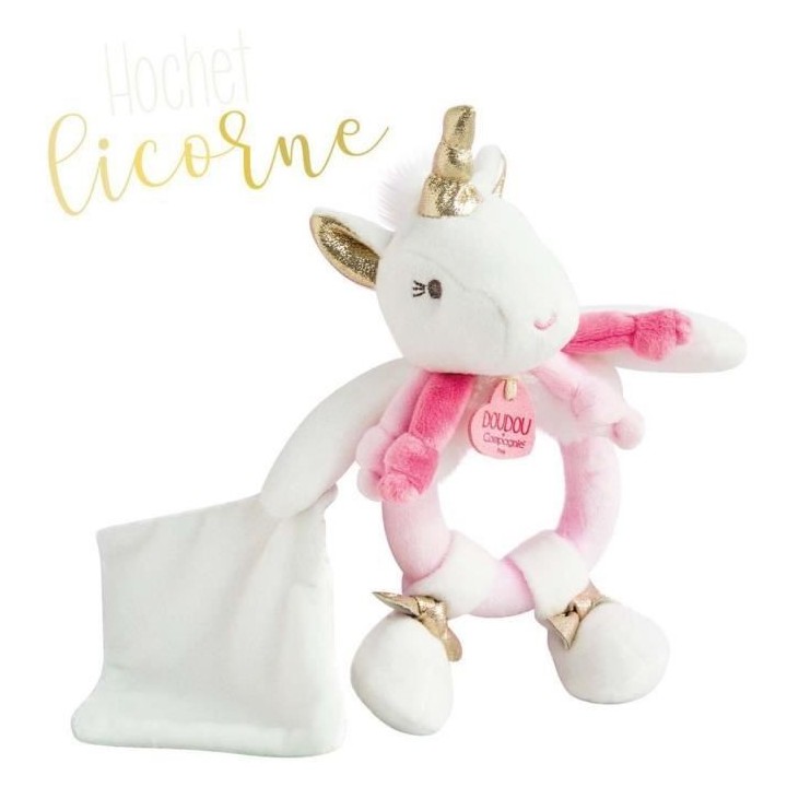 DOUDOU ET COMPAGNIE Lucie la licorne - Hochet Avec Doudou