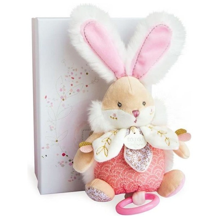 DOUDOU ET COMPAGNIE Lapin de sucre - Boîte a musique Rose