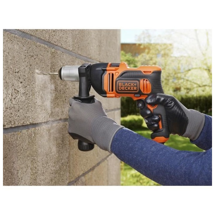 Perceuse a percussion filaire 850W BLACK+DECKER - 54 400 cps/min (Livr