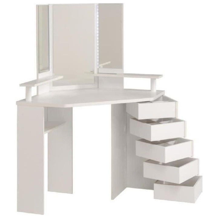 PARISOT Coiffeuse avec LED style contemporain blanc - L 114 cm - GLAM