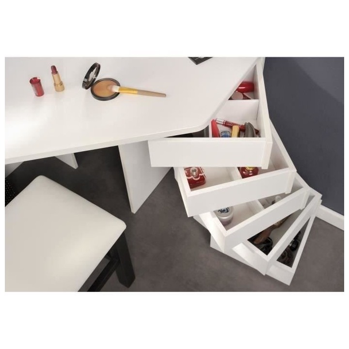 PARISOT Coiffeuse avec LED style contemporain blanc - L 114 cm - GLAM