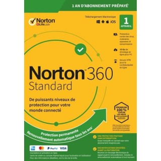 NORTON 360 Standard 10 Go FR 1 Utilisateur 1 Appareil - 12 Mo STD RET