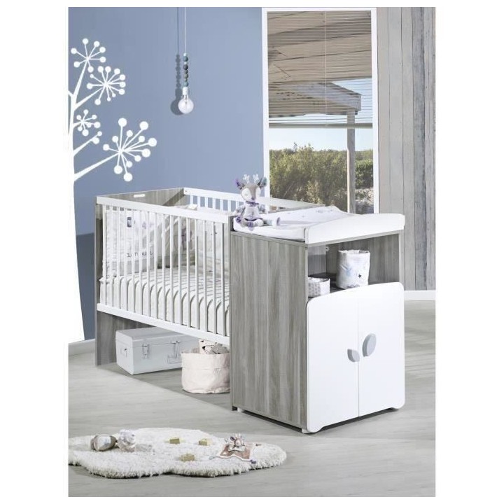 BABY PRICE New Leaf Lit Bébé Combiné Evolutif 120x60 en 90x190 cm