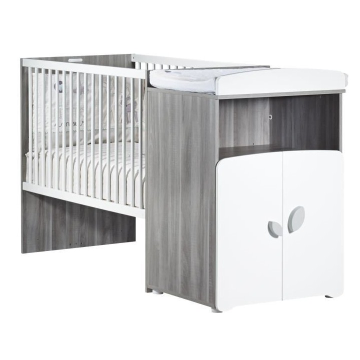 BABY PRICE New Leaf Lit Bébé Combiné Evolutif 120x60 en 90x190 cm