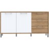 Buffet NORTH PINE - décor chene et blanc brillant - style classique - 2 portes - L 159,2 x P 42 x H 84 cm