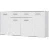 Buffet bas PILVI - 4 portes et 2 tiroirs - Blanc mat - L 162,3 x P 34,2 x H 88,1 cm