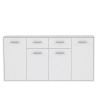 Buffet bas PILVI - 4 portes et 2 tiroirs - Blanc mat - L 162,3 x P 34,2 x H 88,1 cm