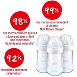 NUK Set 3 biberons Nature Sense Verre