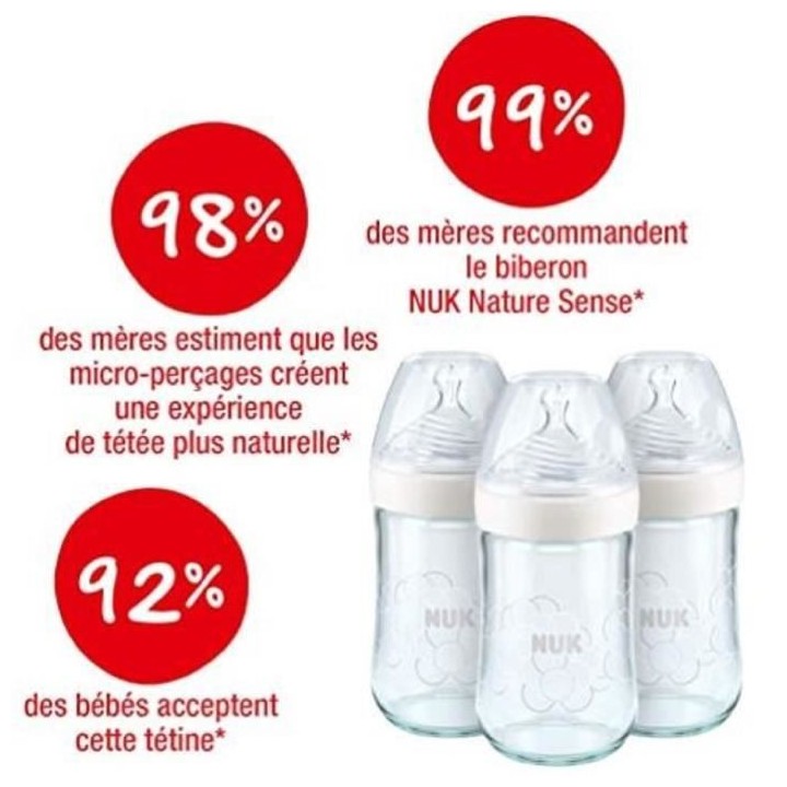 NUK Set 3 biberons Nature Sense Verre