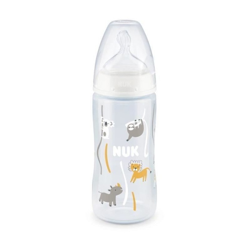 NUK Biberon Serenity+ - Col large - Contrôle de température - 300 ml - 0-6 mois - Koala