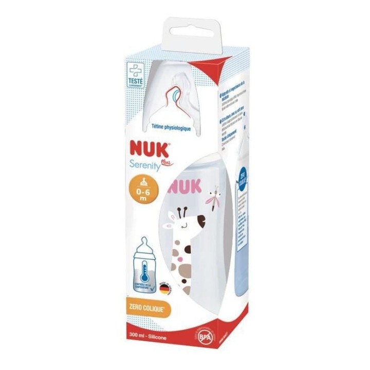 NUK Biberon Serenity+ - Col large - Contrôle de température - 300 ml