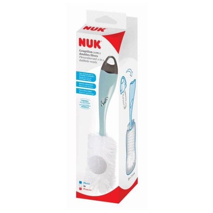 NUK Goupillon Double fibre 2 en 1 - Anti-bactérien