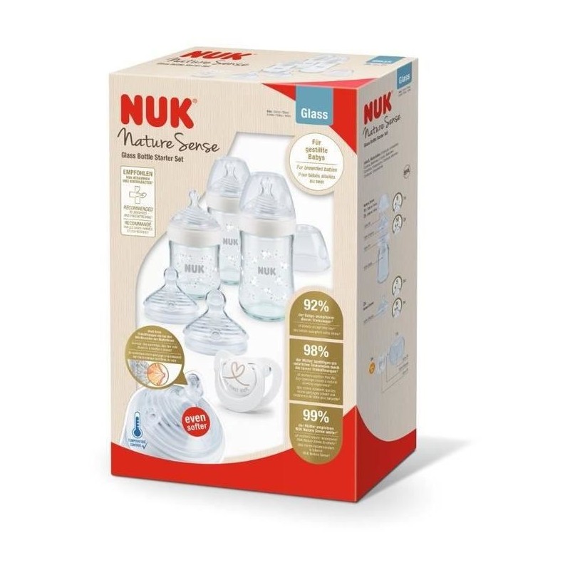 NUK Lot 6 biberons Nature Sense - En verre - Temperature Control