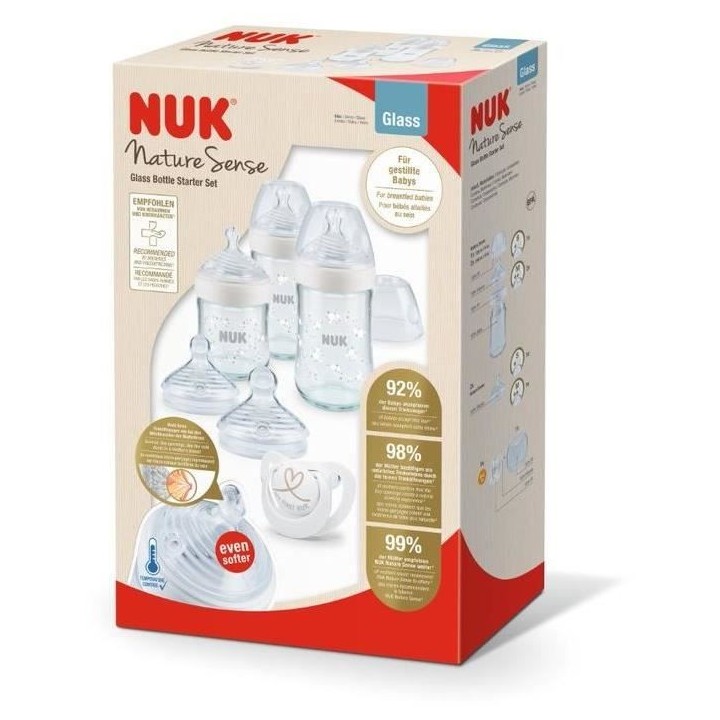 NUK Lot 6 biberons Nature Sense - En verre - Temperature Control