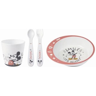 NUK Coffret vaisselle micro-ondable Mickey - Assiette + couverts + gob