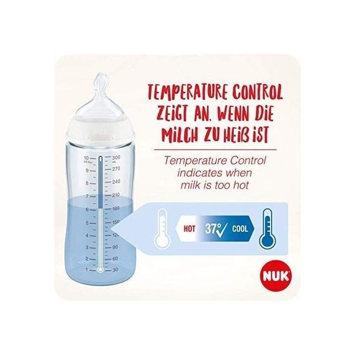 NUK Biberon FC+ Minnie - Temperature Control - En silicone - 300 ml -