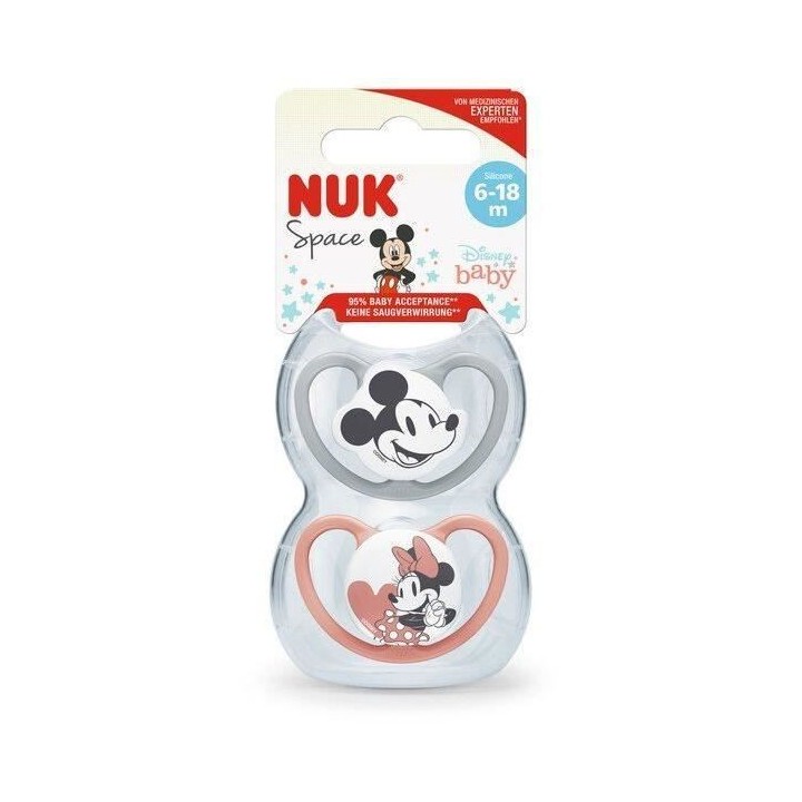 NUK Lot 2 sucettes SPACE Minnie - 6-18 mois