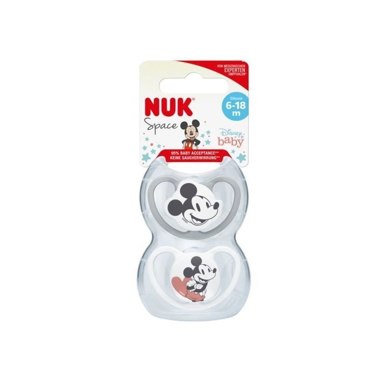 NUK Lot 2 sucettes SPACE Mickey - 6-18 mois