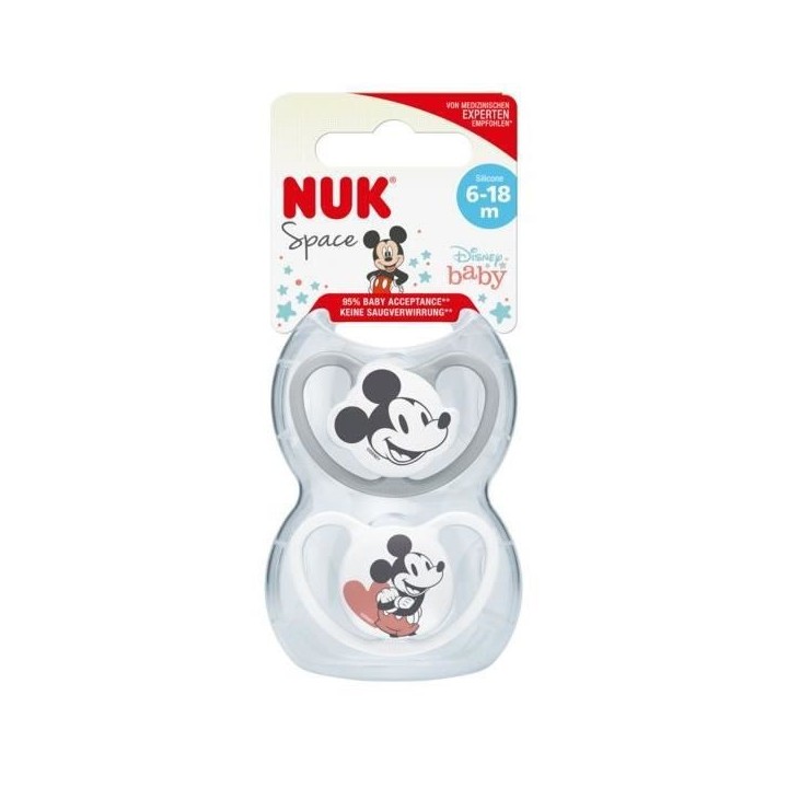 NUK Lot 2 sucettes SPACE Mickey - 6-18 mois