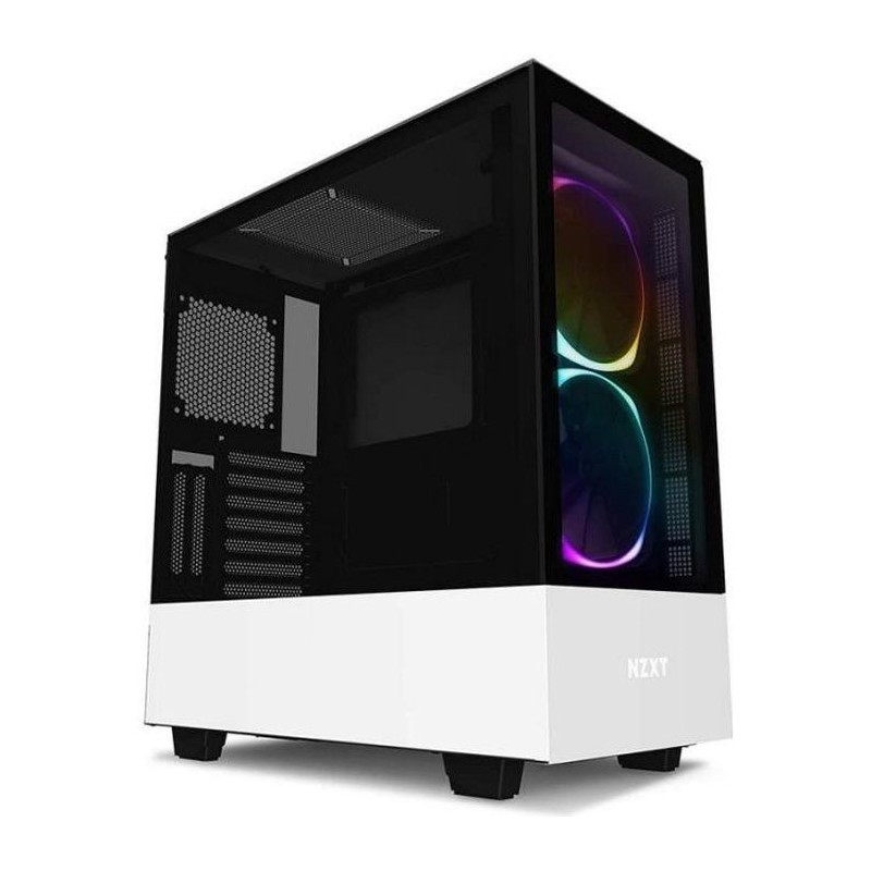 NZXT BOITIER PC H510 Elite - Rétroéclairage RGB - USB 3.1 - Blanc Mat - Verre trempé - Format ATX (CA-H510E-W1)