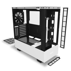 NZXT BOITIER PC H510 Elite - Rétroéclairage RGB - USB 3.1 - Blanc Mat - Verre trempé - Format ATX (CA-H510E-W1)