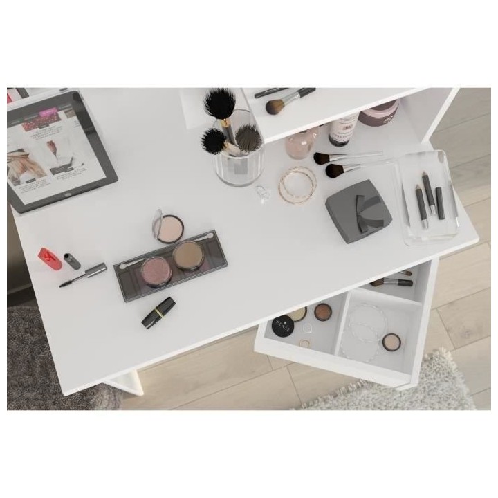 PARISOT Coiffeuse style contemporain blanc mat - L 75 cm - FASHION