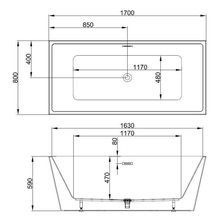 OCEANIC Baignoire ilot Noã - L.170 x I.80 x H.59 cm - En acrylique -