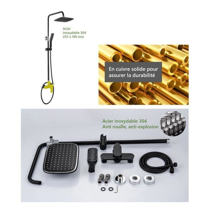 Colonne de douche OCEANIC - Mitigeur mécanique - Pomme haute rectangl