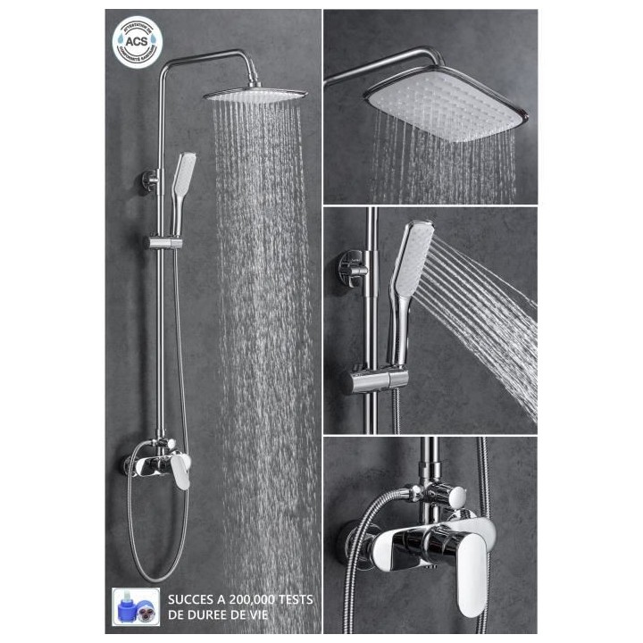 Colonne de douche OCEANIC - Mitigeur mécanique - Pomme haute rectangl