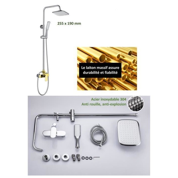 Colonne de douche OCEANIC - Mitigeur mécanique - Pomme haute rectangl