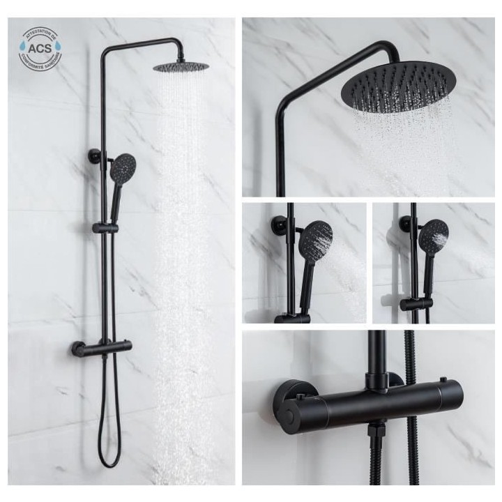 Colonne de douche OCEANIC - Mitigeur thermostatique - Pomme haute rond