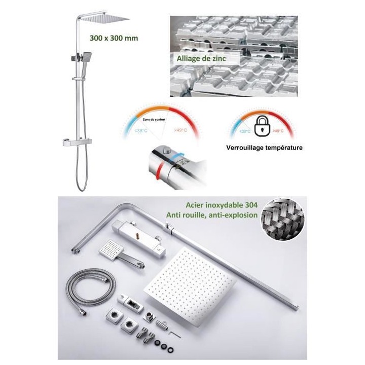 Colonne de douche OCEANIC - Mitigeur thermostatique corps froid - Pomm